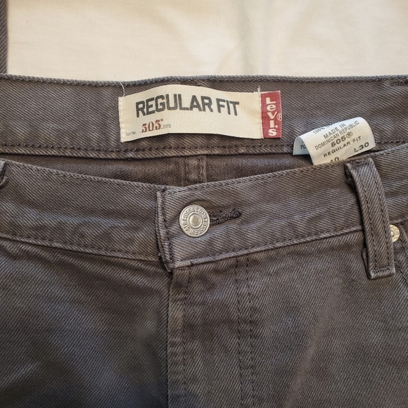 Levi's 505 Gray Jeans Denim Red Tab Regular Fit Straight Leg 40x30 Gray Patch - Picture 2 of 8
